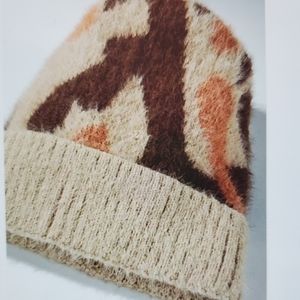 A Girl Thing Fuzzy Knit Hat - Brown and Cream